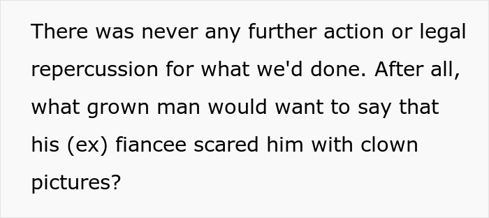 Text from an article where a fianc&eacute;e leaves a cheating partner and uses clowns to teach him a lesson.