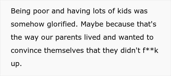 Text about glorifying being poor and having many kids by parents Text about glorifying being poor and having many kids by parents