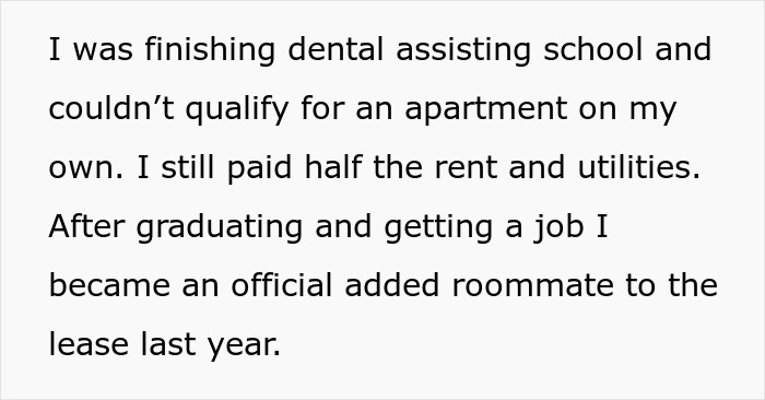 Passage discussing becoming an official roommate and sharing rent