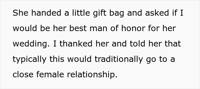 Pushy Bride Desperately Wants Gay Colleague To Be Her Man Of Honor, Goes Ballistic When He Refuses Pushy Bride Desperately Wants Gay Colleague To Be Her Man Of Honor, Goes Ballistic When He Refuses
