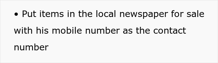Text listing example of bullying involving newspaper ad with victim's number