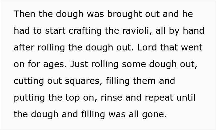 Details of husband crafting ravioli by hand after rolling out dough