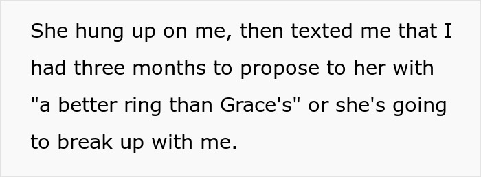 Text about demand to propose with a better ring or break up Text about demand to propose with a better ring or break up