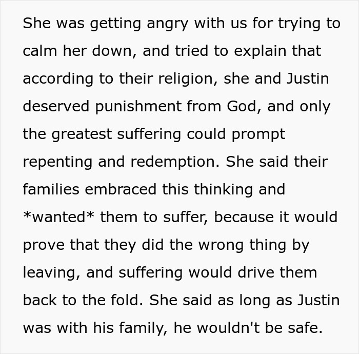 Text about religious punishment beliefs in strict community