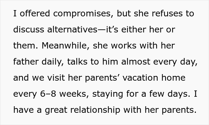 Text on a light background discussing a fianc&eacute; who expects a guy to cut off his manipulative parents.