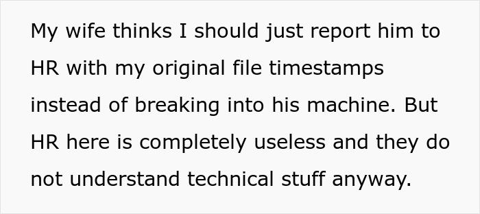 Text about reporting engineer to HR with original timestamps