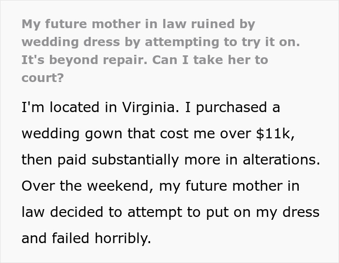 Bride Aghast As MIL Ruins Her $11K Wedding Dress, Loses It When Groom Says She’s “Overreacting” Bride Aghast As MIL Ruins Her $11K Wedding Dress, Loses It When Groom Says She’s “Overreacting”