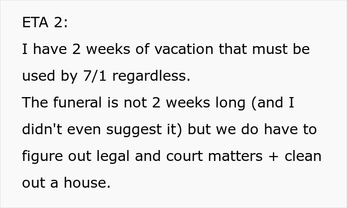 Employee must use vacation days despite funeral and related matters