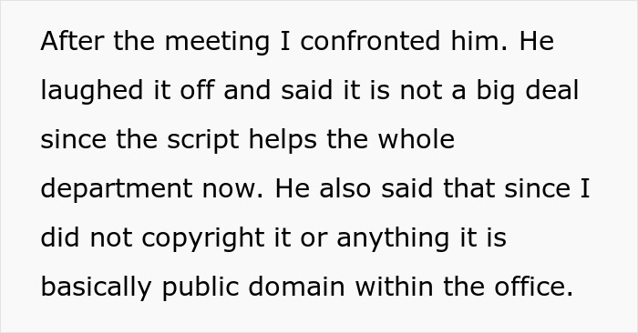 Text about engineer sharing automated script that helps the whole department now