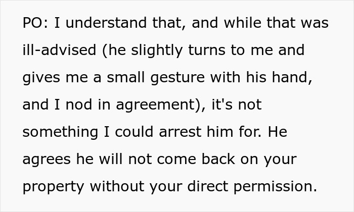 A screenshot of text about an officer clarifying that adulthood does not mean keeping someone home against their will.