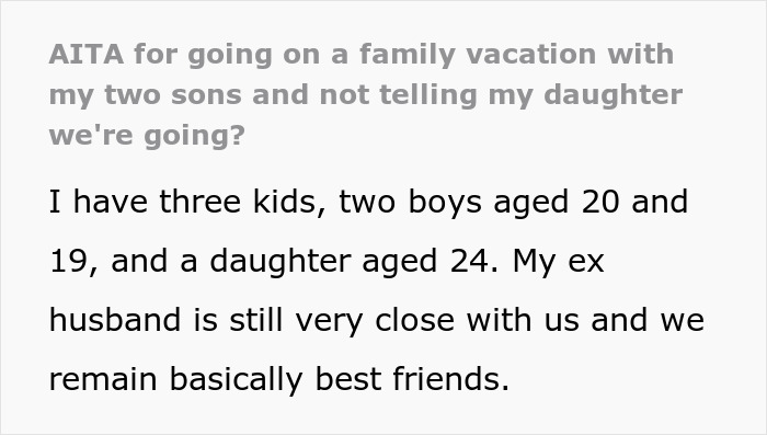 Mom Decides Fam Holiday Shouldn’t Feel Like A Drama Show, Quietly Excludes Explosive Daughter From It Mom Decides Fam Holiday Shouldn’t Feel Like A Drama Show, Quietly Excludes Explosive Daughter From It