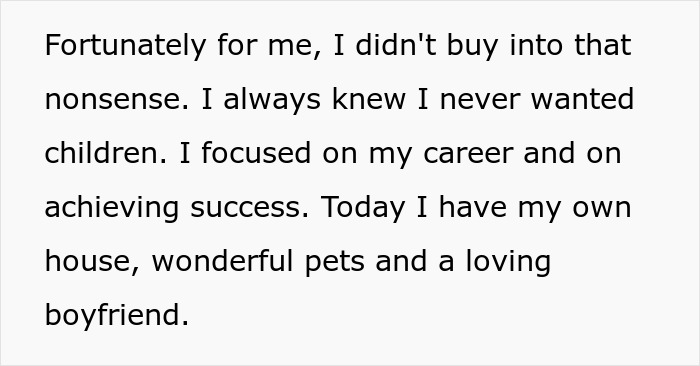 Text about woman choosing career over children and achieving success Text about woman choosing career over children and achieving success