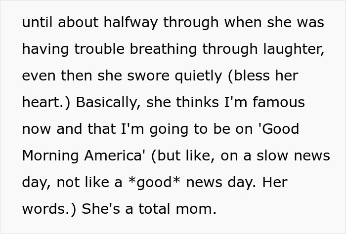 Funny text about neighbor running stalker, laughter, and being famous on Good Morning America. Funny text about neighbor running stalker, laughter, and being famous on Good Morning America.