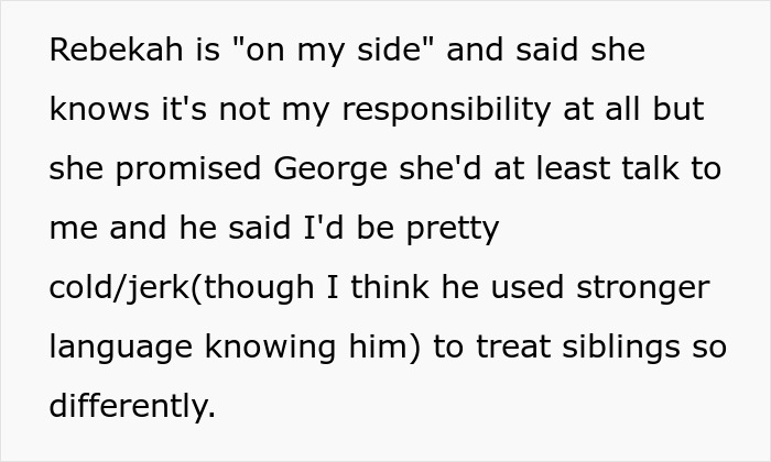 Text from an article on a wealthy woman spoiling her niece, detailing her stepsibling's jealousy and parental demands.