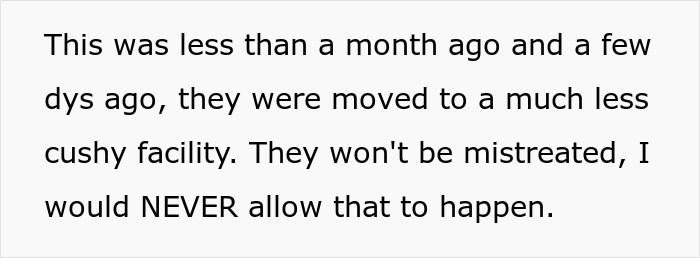 Parents moved to less comfortable facility after daughter refuses to have kids Parents moved to less comfortable facility after daughter refuses to have kids