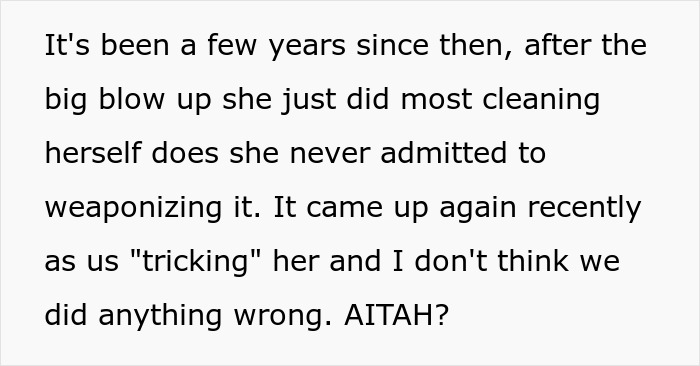 Years later mom still cleans herself after kids expose her cleaning weaponizing behavior Years later mom still cleans herself after kids expose her cleaning weaponizing behavior
