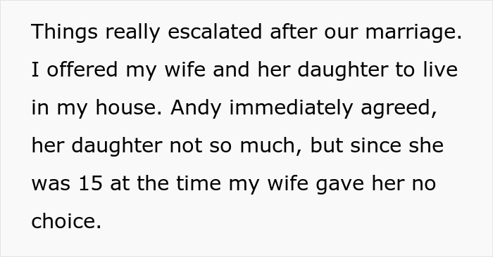 Text describing problems after marriage with stepdaughter