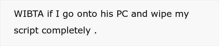 Text asking if wiping script from PC would be wrong