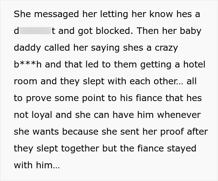 Text describing confrontation and betrayal in family childcare situation