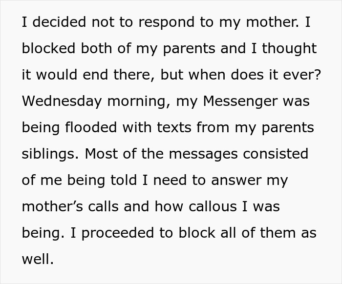 Text message conflict with parents and blocking after family tension Text message conflict with parents and blocking after family tension