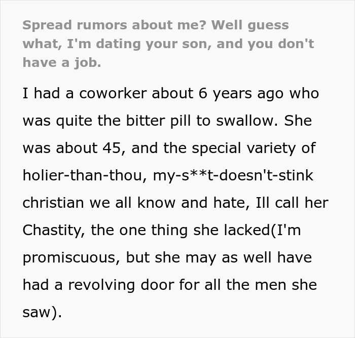 Guy Sick Of Religious Coworker Spreading Gossip About Him Takes Epic Revenge By Dating Her Son Guy Sick Of Religious Coworker Spreading Gossip About Him Takes Epic Revenge By Dating Her Son