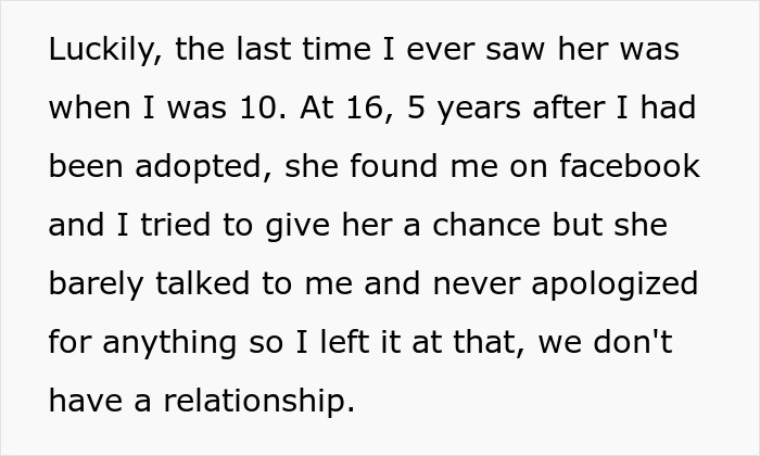 Daughter tries reconnecting after adoption but mom stays toxic