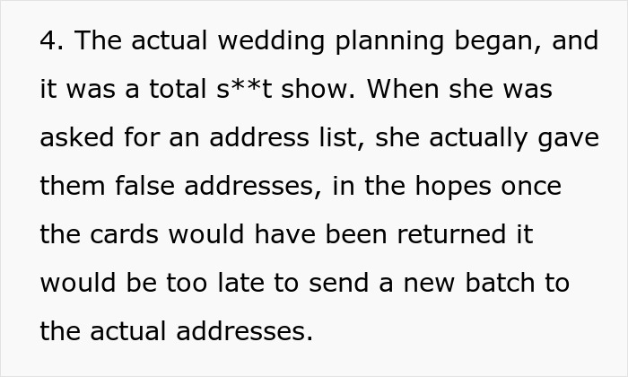 Wedding planning sabotage with false addresses by racist MIL Wedding planning sabotage with false addresses by racist MIL