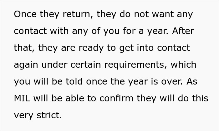 Explanation of no contact rule for a year in racist MIL wedding story Explanation of no contact rule for a year in racist MIL wedding story