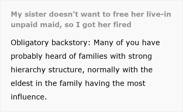 Text excerpt on family hierarchy and sibling revenge story