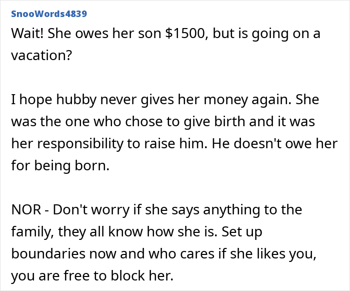 Financially Irresponsible MIL Refuses DIL's Request To Pay Back $1.5K Loan, Says She's On Vacation