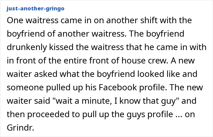 Office drama story of waitress caught with boyfriend drunk kiss revealed on social media