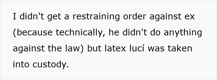 Text mentioning no restraining order but custody of toxic MIL Text mentioning no restraining order but custody of toxic MIL