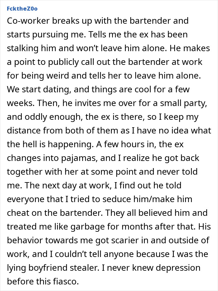 Co-worker's shocking plot twist involving a fake breakup and workplace deception