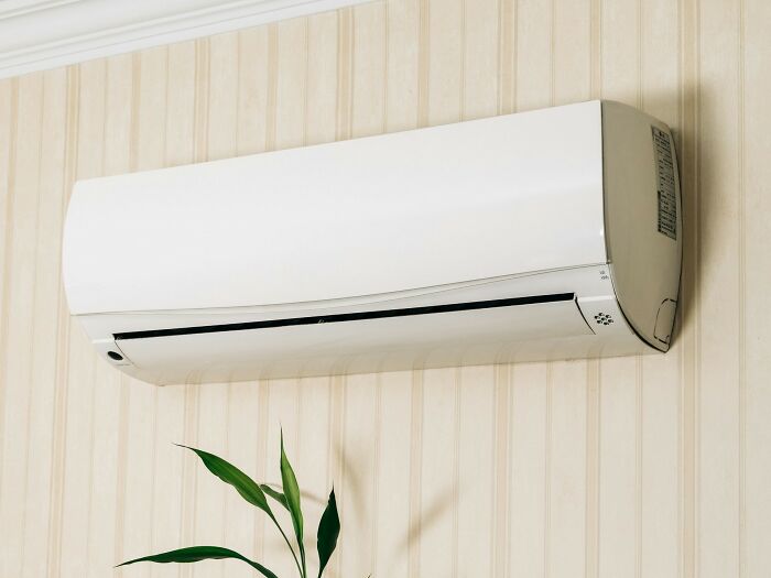 Wall-mounted air conditioner in a home interior