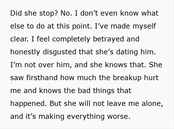Woman Horrified As "Friend" Dates Her Ex, Loses It As She Gets Harassed For Blocking The "Friend"