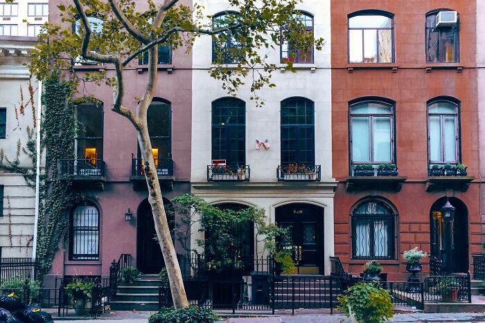Row of brownstone townhouses, with a tree in the foreground. Exploring habits that save you money.