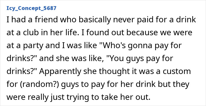 Pretty privilege story about never paying for drinks at clubs due to attractiveness