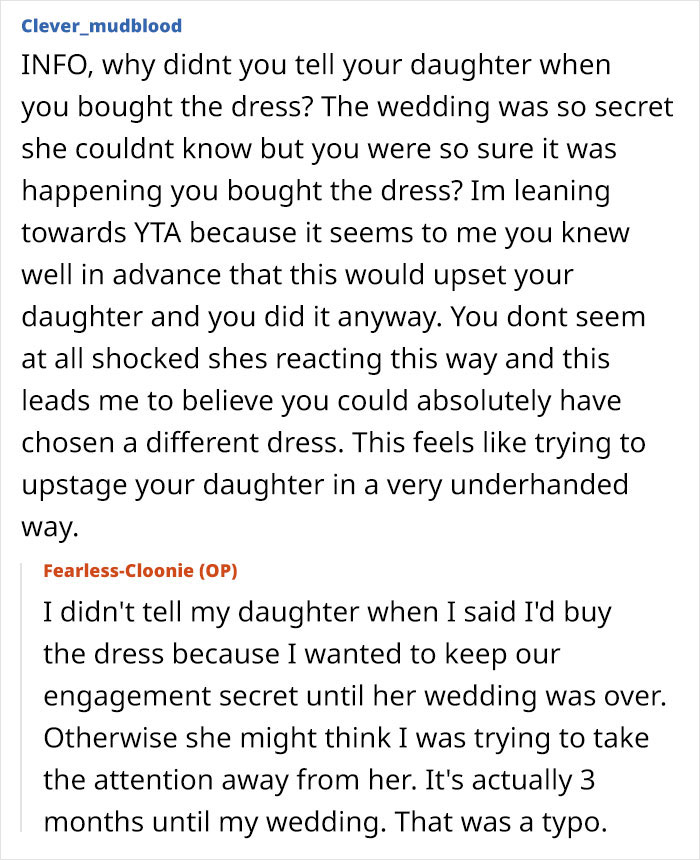 Mom’s Wedding Dress Choice Angers Her Daughter And Splits The Internet: “Extremely Weird” Mom’s Wedding Dress Choice Angers Her Daughter And Splits The Internet: “Extremely Weird”