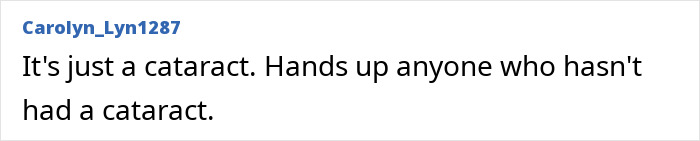 Comment about cataract condition related to Anne Hathaway's health battle