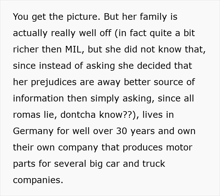 Text describing a wealthy Roma family with a motor parts company Text describing a wealthy Roma family with a motor parts company