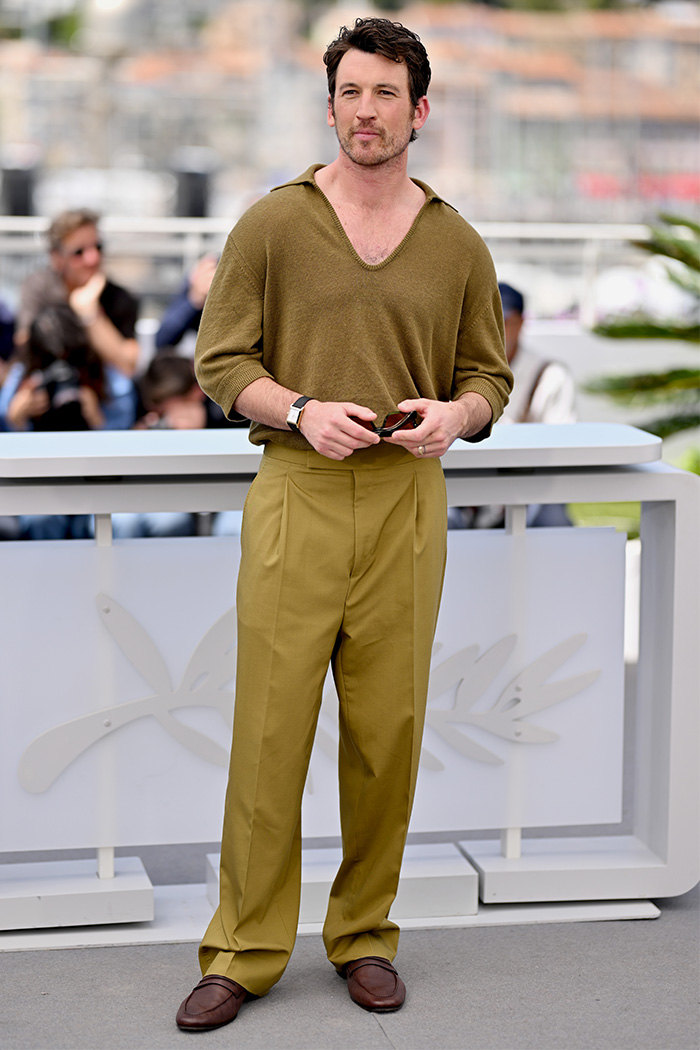 Man wearing olive green fashion outfit at Cannes 2026 red carpet event