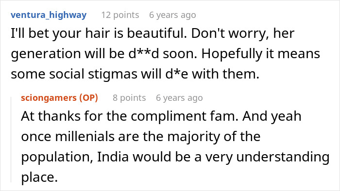 Comments on an online forum discussing Karen Shames Guy for eating meat, implying social change with millennials.