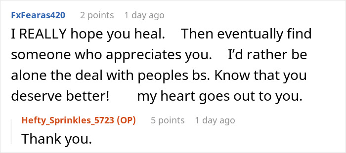 Supportive comment hoping for healing from cheating husband pain