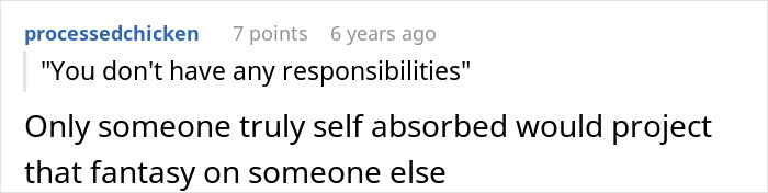 Comment on self-absorbed behavior in BF cousin entitlement story Comment on self-absorbed behavior in BF cousin entitlement story