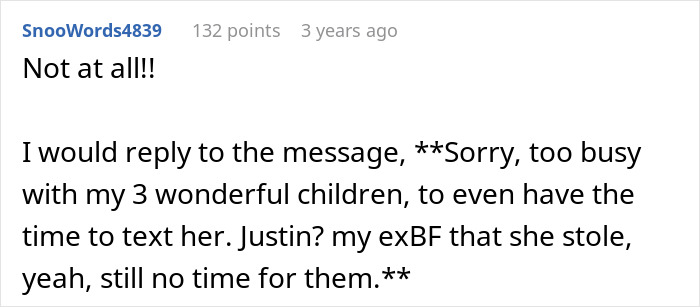 Comment expressing no interest in sister and response to infertility message Comment expressing no interest in sister and response to infertility message