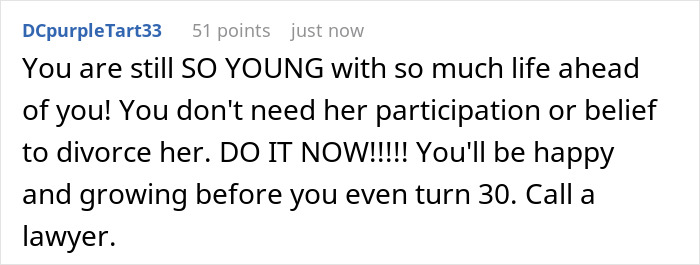 Encouragement to divorce young and seek happiness before age 30 with legal help