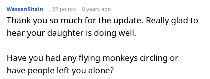 A Reddit comment, Thank you so much for the update. Really glad to hear your daughter is doing well. Allergies related discussion.