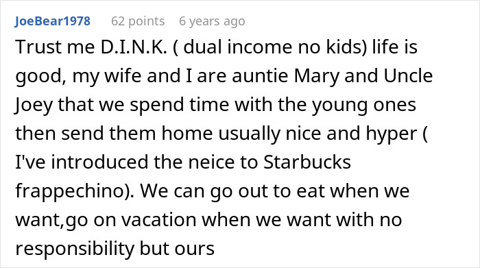 Comment explaining dual income no kids lifestyle benefits Comment explaining dual income no kids lifestyle benefits