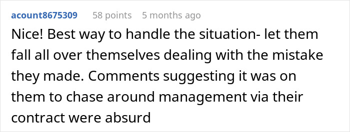 A comment from an account discussing an employee quietly walking away and a company panicking, highlighting the company's mistake.