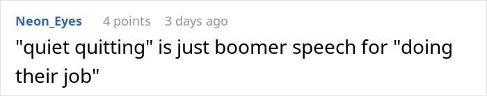 User comment on quiet quitting and job performance in management